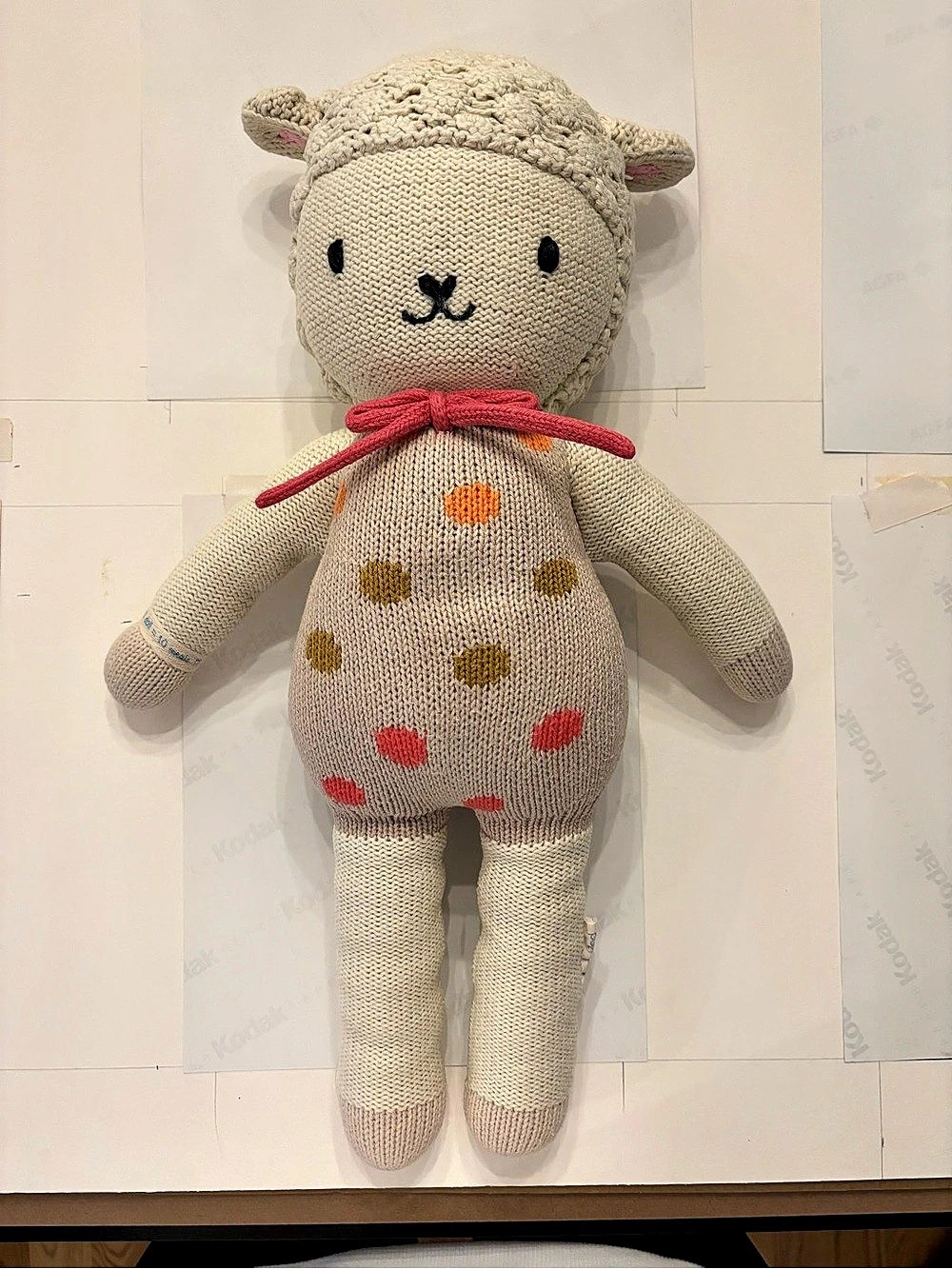 cuddle+kind Lucy the Lamb Knit Sheep Cream & Pink